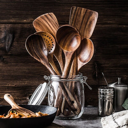 Teak Wooden Cooking Utensils Set