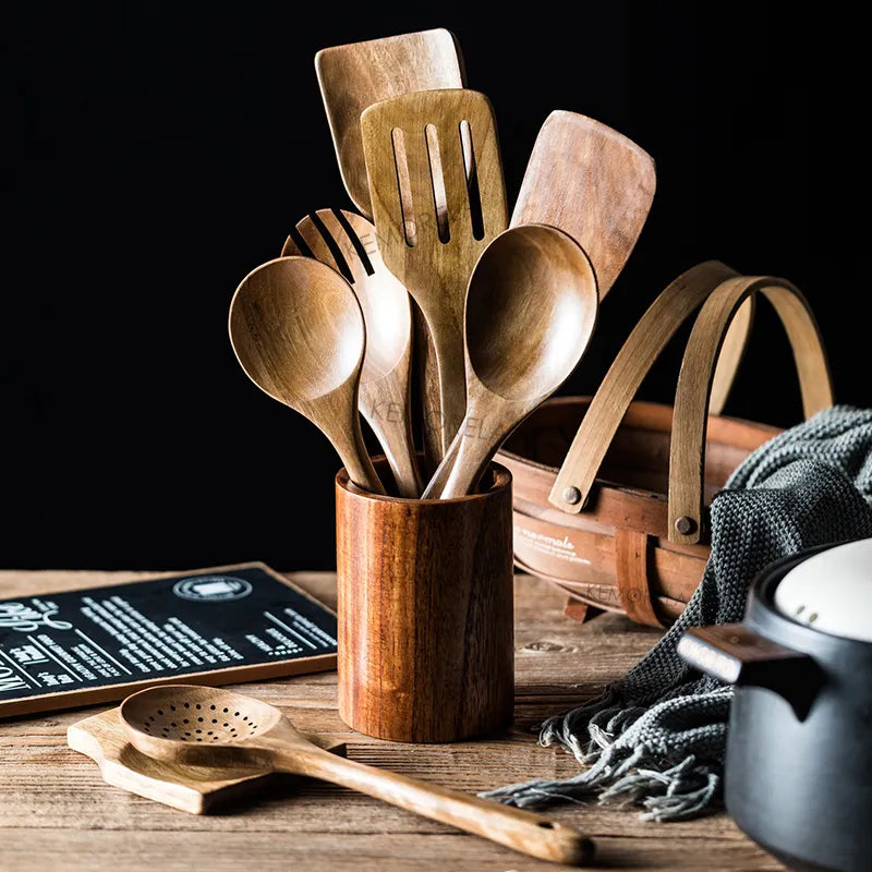 Teak Wooden Cooking Utensils Set