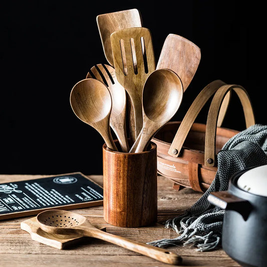 Teak Wooden Cooking Utensils Set