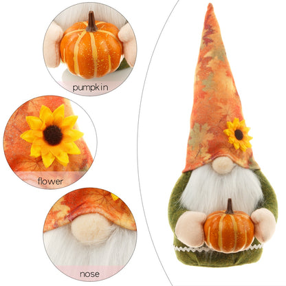 Autumn & Thanksgiving Decorations Gnome with Pumpkin & Sunflower