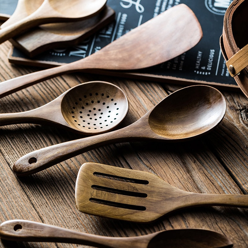 Teak Wooden Cooking Utensils Set