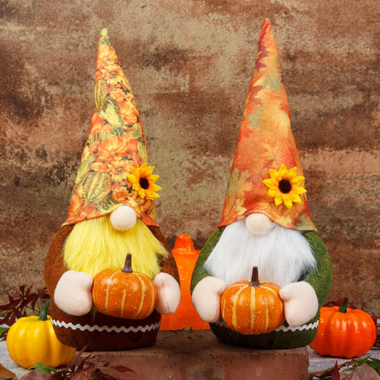 Autumn & Thanksgiving Decorations Gnome with Pumpkin & Sunflower